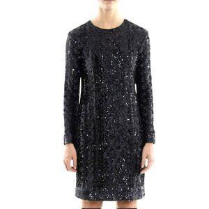 New Max Mara $1500 Sequin Navy Midi Evening Dress Size Medium